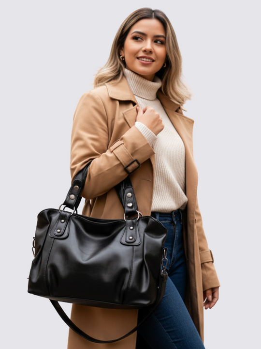 Angelina Leder Tasche - Schwarz