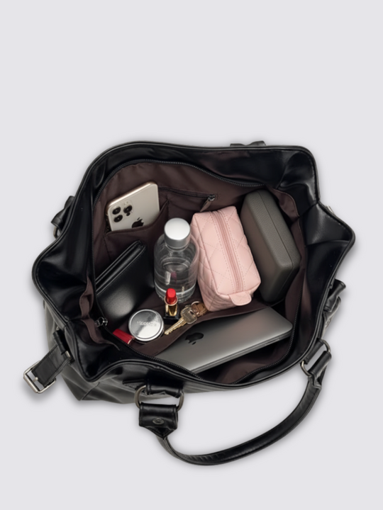 Angelina Leder Tasche - Schwarz