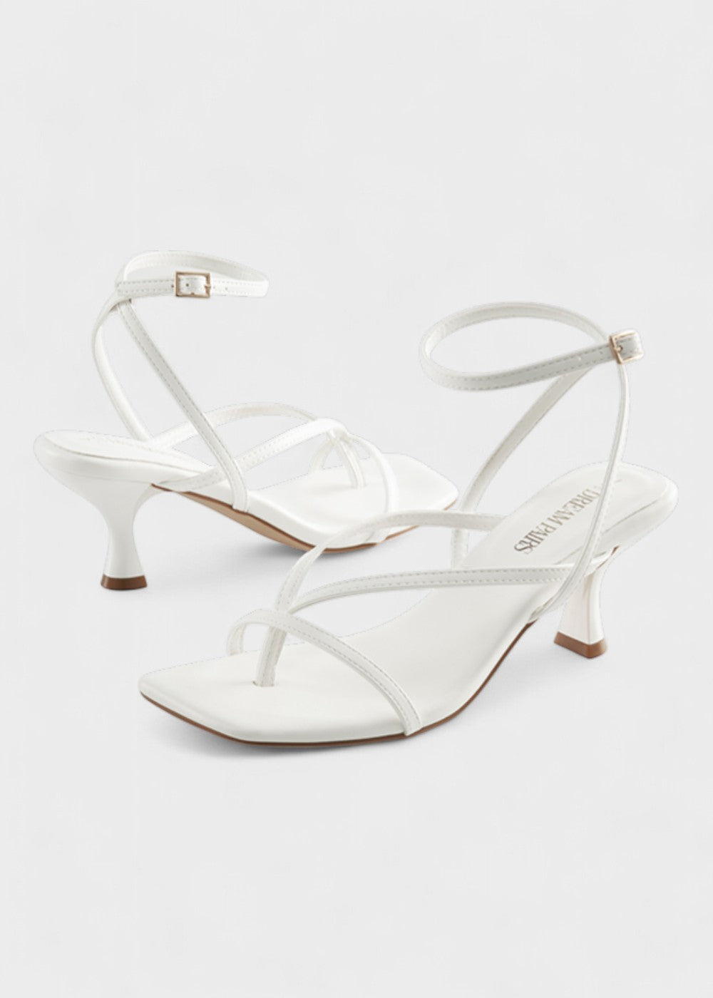 Kassie - Quadratische Zehen Riemchen Kitten Heels