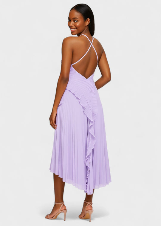 Elegantes Neckholderkleid mit fallenden Rüschen - Vichy Signature