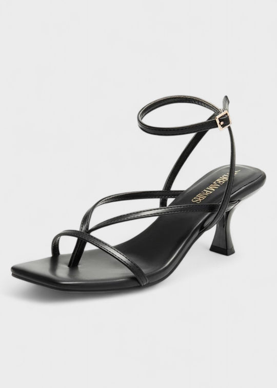 Kassie - Quadratische Zehen Riemchen Kitten Heels