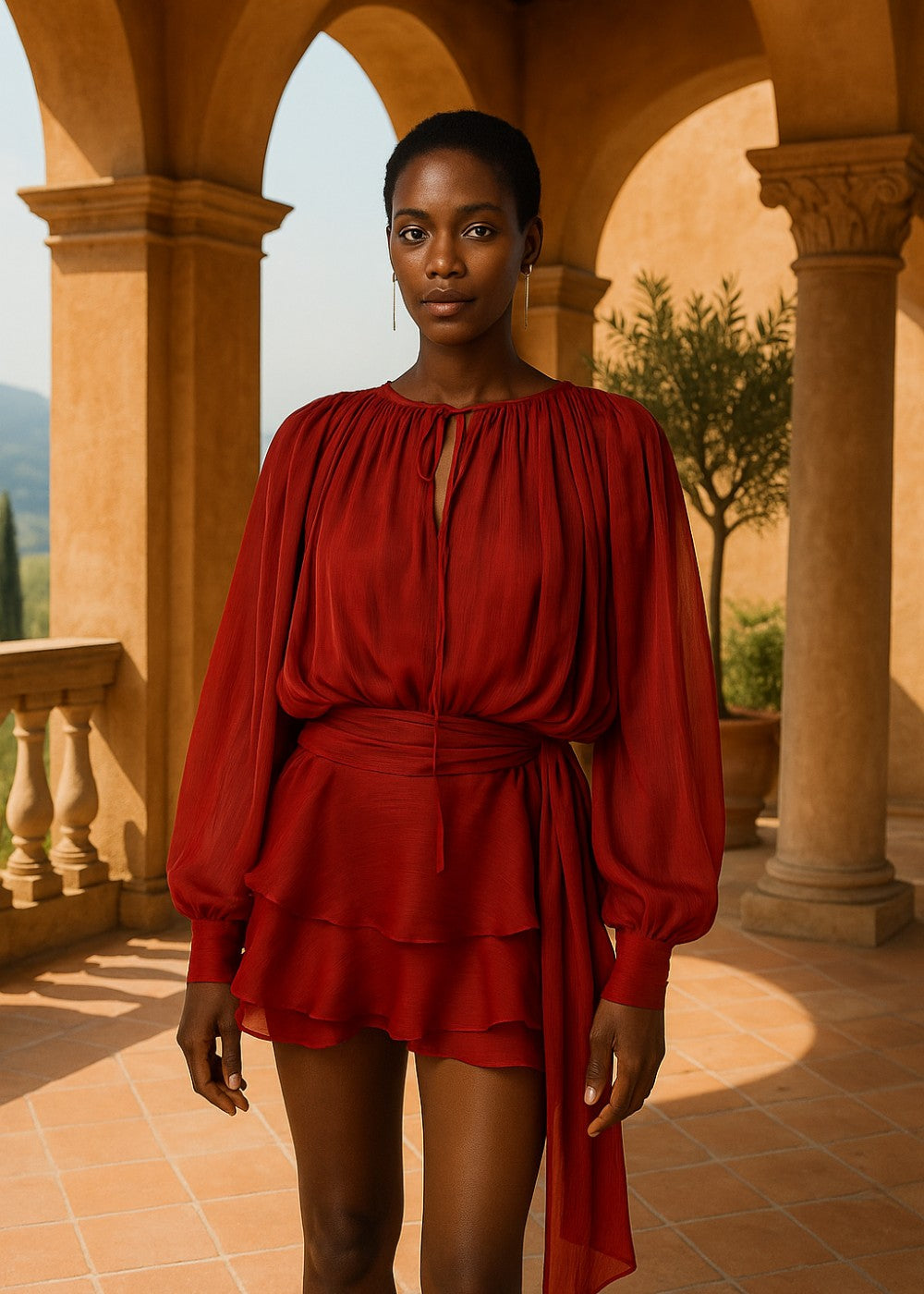 Kurzes plissiertes Kleid