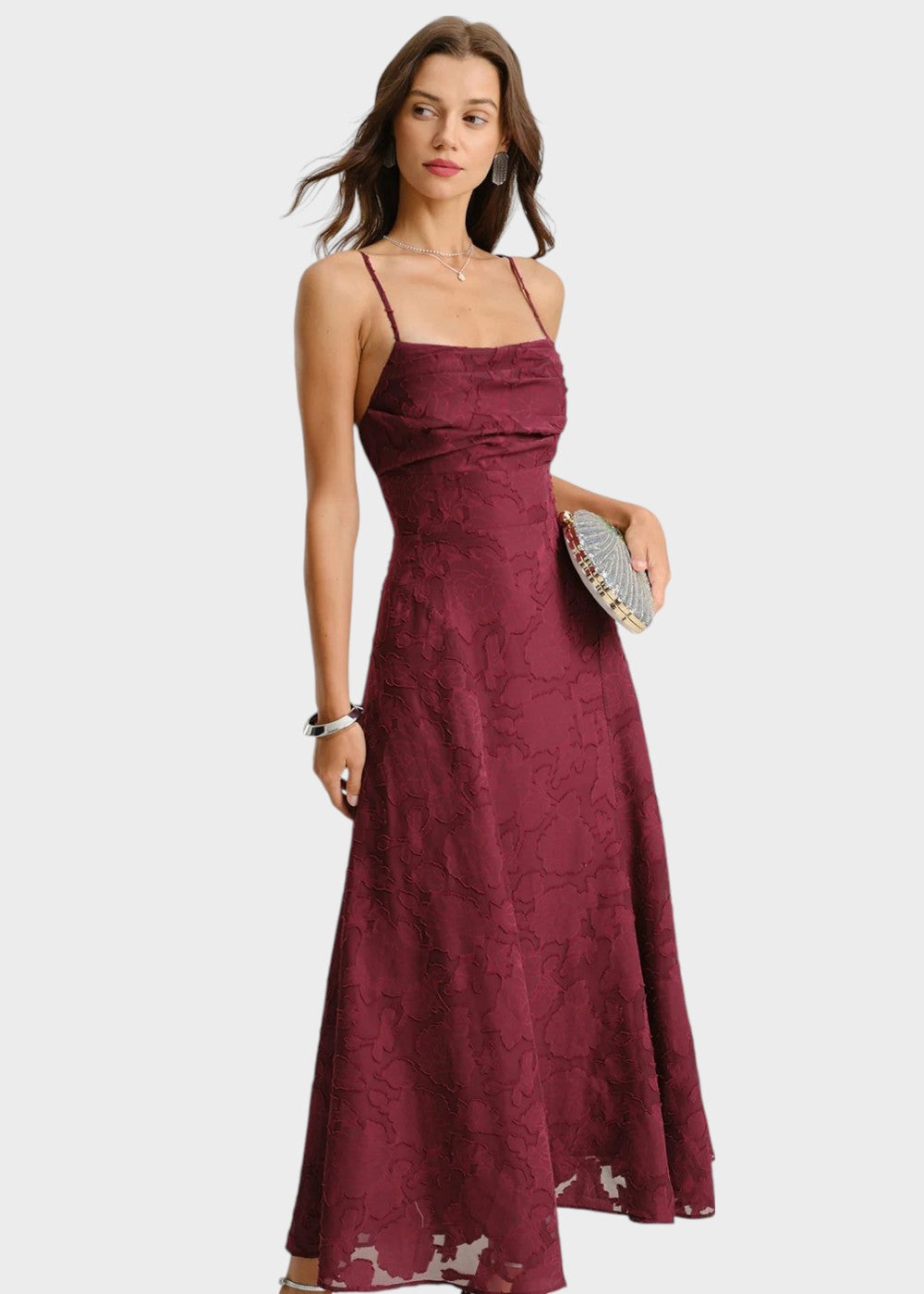 Langes Kleid mit Blumen und rückenfrei