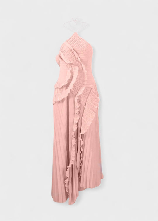 Elegantes Neckholderkleid mit fallenden Rüschen - Vichy Signature