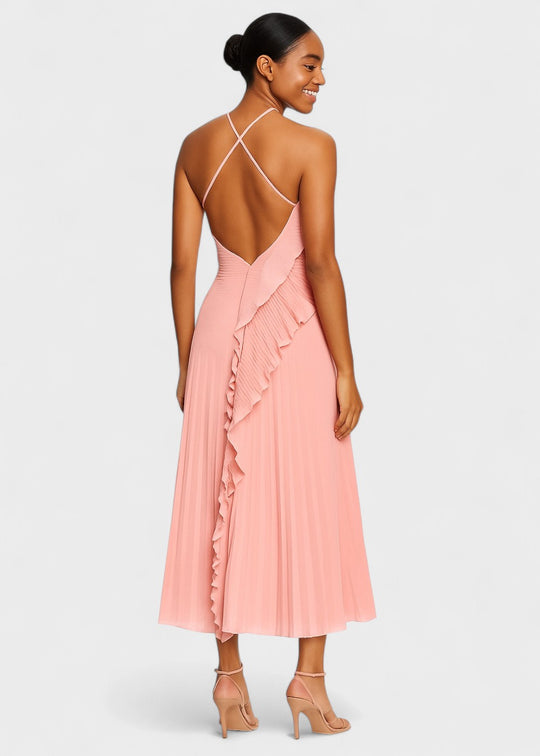 Elegantes Neckholderkleid mit fallenden Rüschen - Vichy Signature